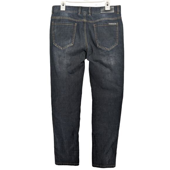 Declo Ganabab Fashionable Jeans 33 Black Mens Mid Rise Medium Wash Regular Fit - Picture 2 of 13